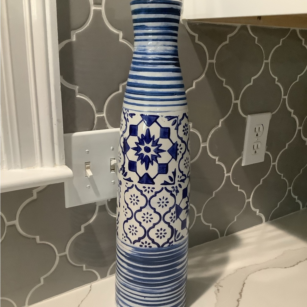 Tall Blue and white vase